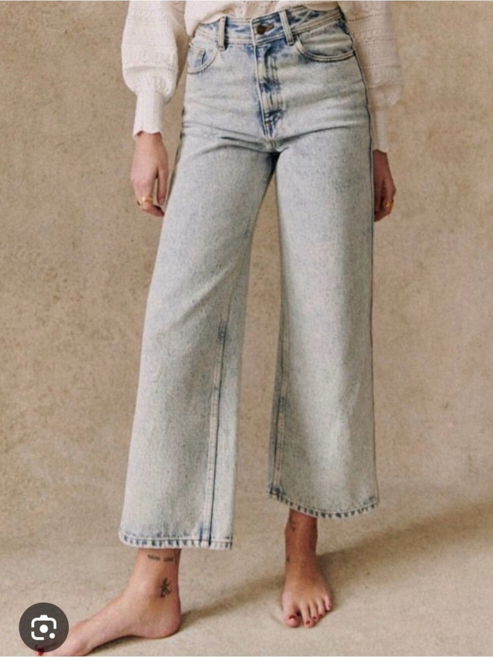 Sezane Le Crop Jeans In Edge Blue